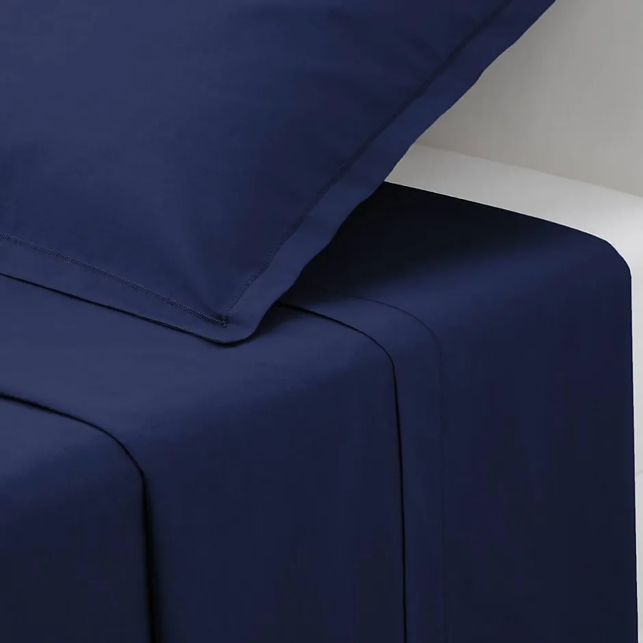 Atmosphera Créateur D'Intérieur Drap en coton - bleu encre 240x290 cm - Atmosphera Outlet