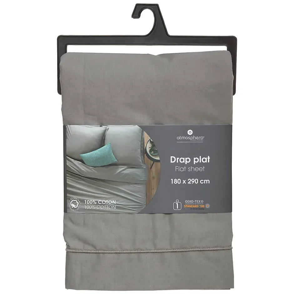 Atmosphera Créateur D'Intérieur Drap en coton - gris - 180x290 cm - Atmosphera