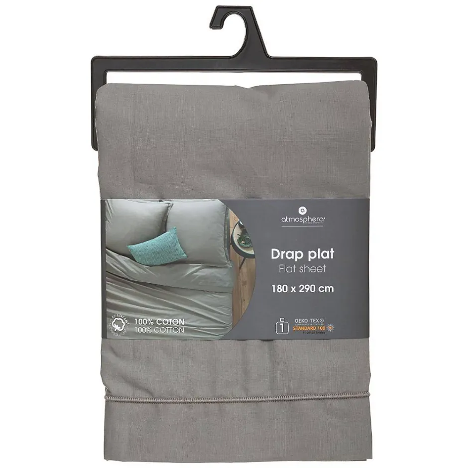 Atmosphera Créateur D'Intérieur Drap en coton - gris - 180x290 cm - Atmosphera