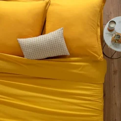 Atmosphera Créateur D'Intérieur Drap en coton - jaune moutarde 240x290 cm - Atmosphera