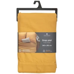 Atmosphera Créateur D'Intérieur Drap en coton - jaune moutarde 240x290 cm - Atmosphera