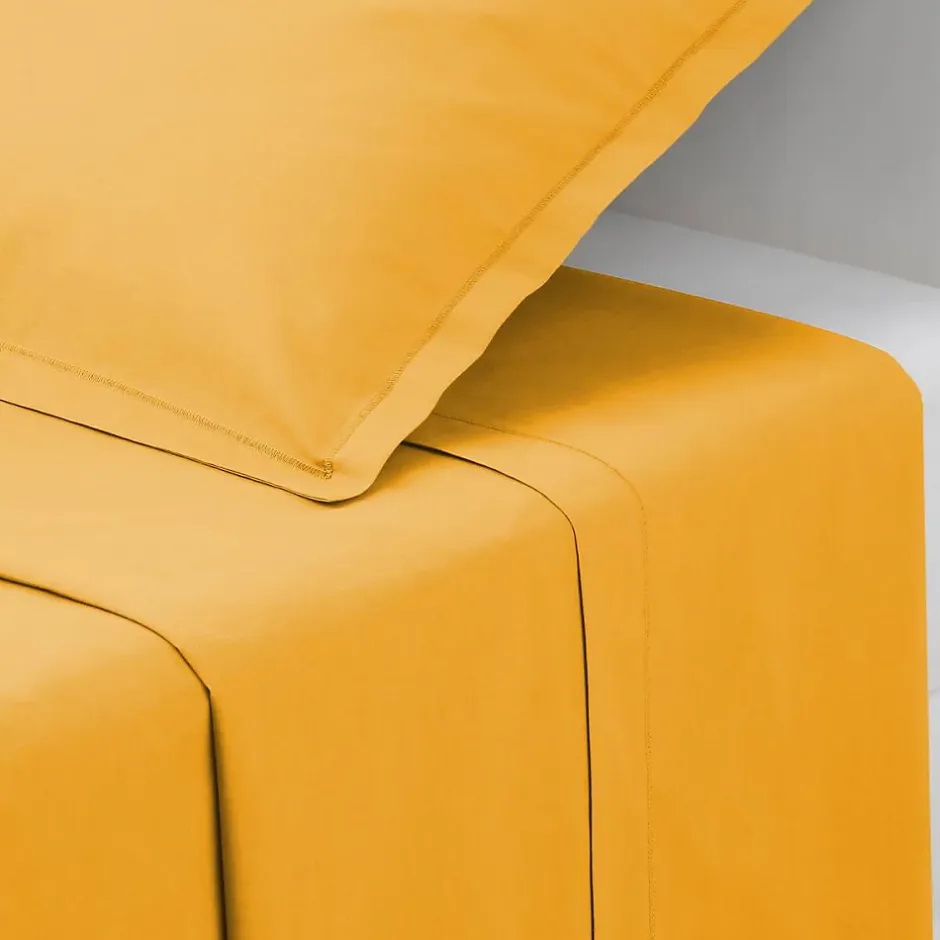 Atmosphera Créateur D'Intérieur Drap en coton - jaune moutarde - 180x290 cm - Atmosphera Best