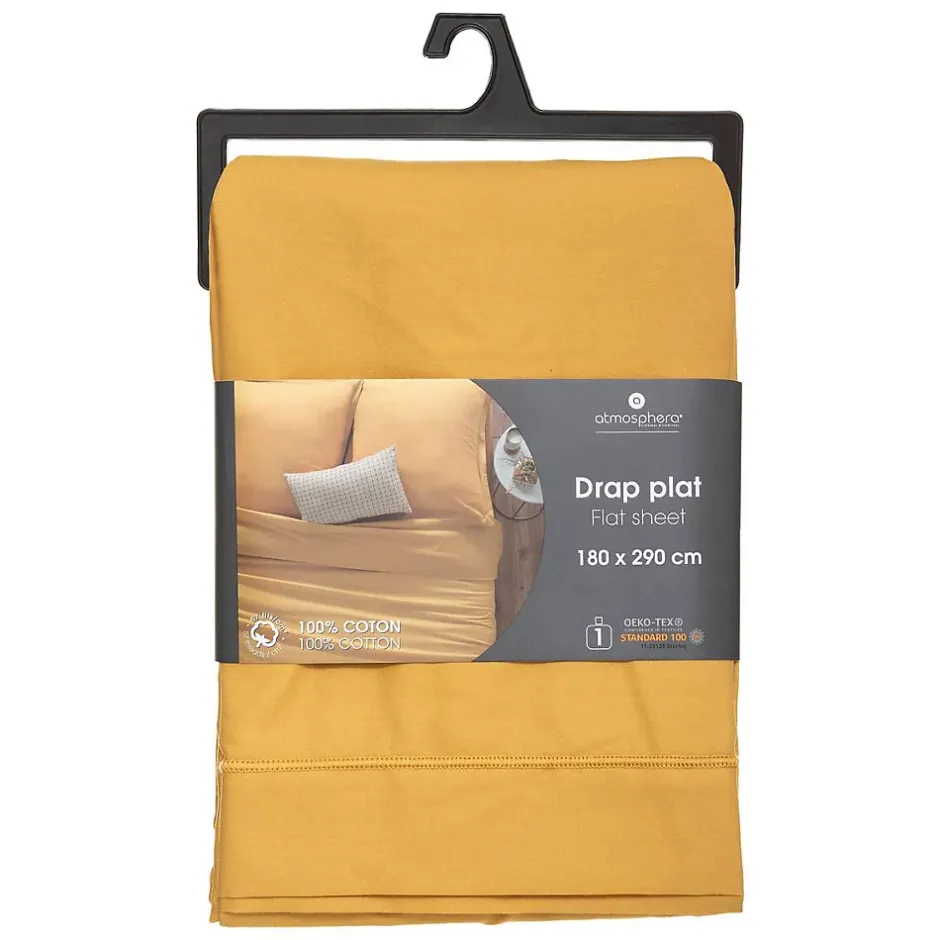 Atmosphera Créateur D'Intérieur Drap en coton - jaune moutarde - 180x290 cm - Atmosphera Best