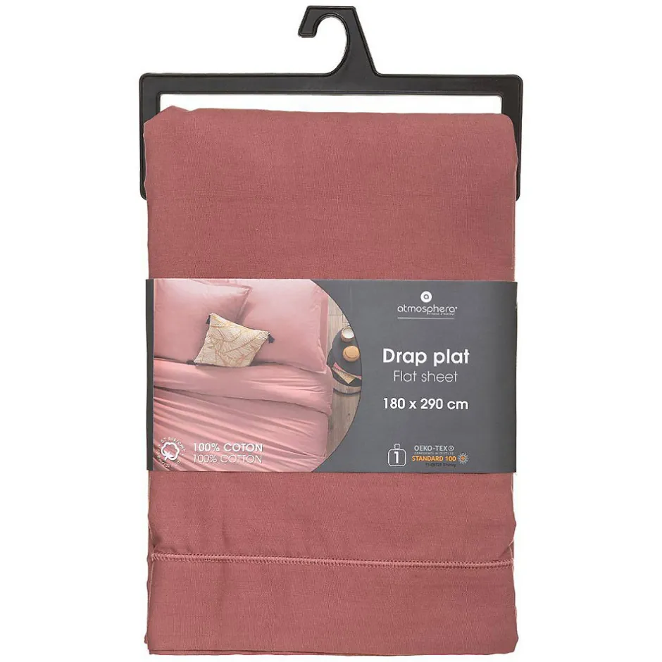 Atmosphera Créateur D'Intérieur Drap en coton - rose blush - 180x290 cm - Atmosphera