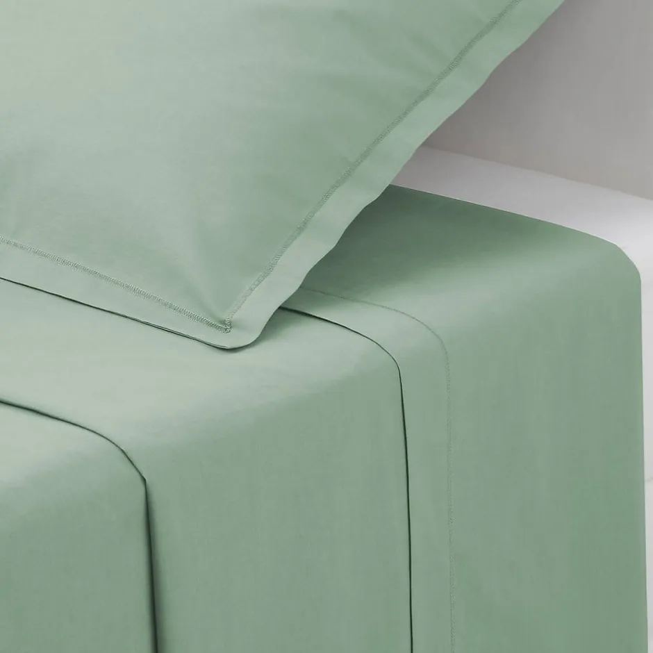 Atmosphera Créateur D'Intérieur Drap en coton - vert céladon 240x290 cm - Atmosphera