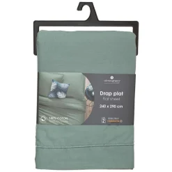 Atmosphera Créateur D'Intérieur Drap en coton - vert céladon 240x290 cm - Atmosphera