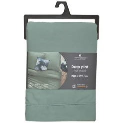 Atmosphera Créateur D'Intérieur Drap en coton - vert céladon 240x290 cm - Atmosphera