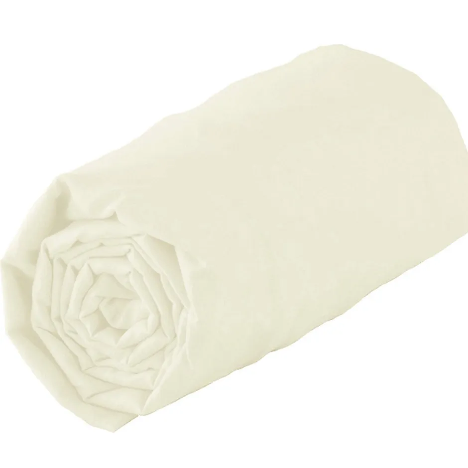 Tradilinge Drap housse 100% coton biologique - bonnet 30 cm (160x200 cm - Sable)