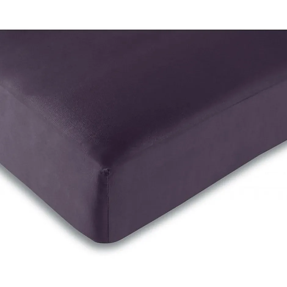 Univers Décor Drap housse 57 fils/cm² toutes dimensions - Prune - 140 x 190 cm