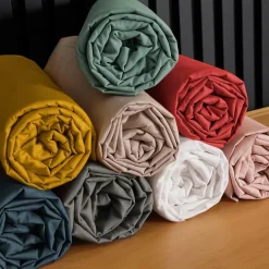 Douceur D'Intérieur DRAP HOUSSE 2 PERSONNES PERCALE UNI 78 FILS PERCALINE TILLEUL - 160x200cm - Vert tilleul Clearance