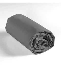Douceur D'Intérieur DRAP HOUSSE 2 PERSONNES UNI 57 FILS LINA GRIS SOURIS - 140x190cm - Gris