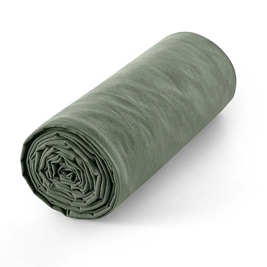 Coton Pur Drap housse 140 x 190 cm bonnet 30 cm "Prémium" pour lit 2 places - Prémium Romarin Outlet