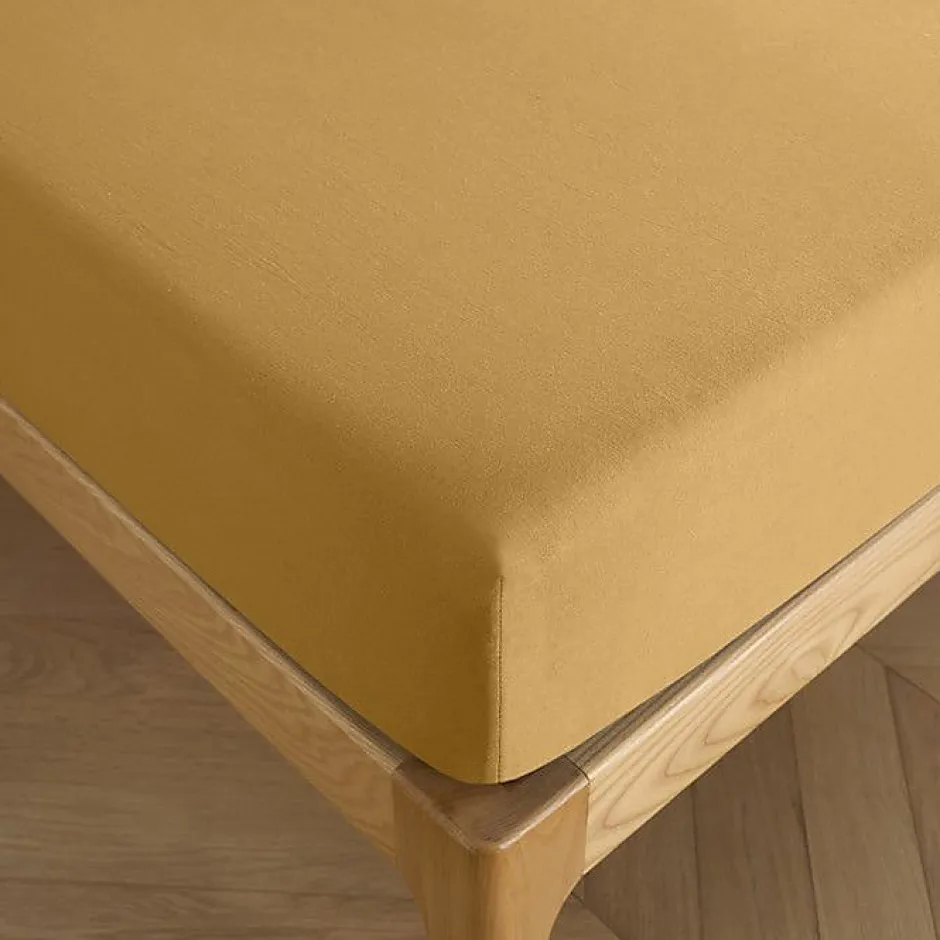 Coton Pur Drap housse 200 x 200 cm bonnet 30 cm "Prémium" pour lit 2 places King Size - Prémium Miel Best