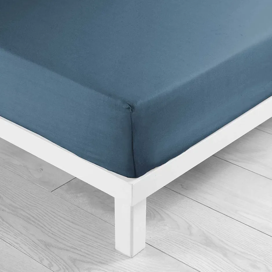 Douceur D'Intérieur Drap housse 140 x 190 cm bonnet 30 cm Mmicrofibre Oscar Bleu Nuit Outlet