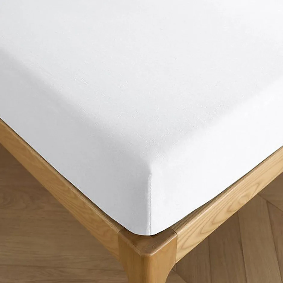 Coton Pur Drap housse 140 x 190 cm bonnet 30 cm "Prémium" pour lit 2 places - Prémium Neige