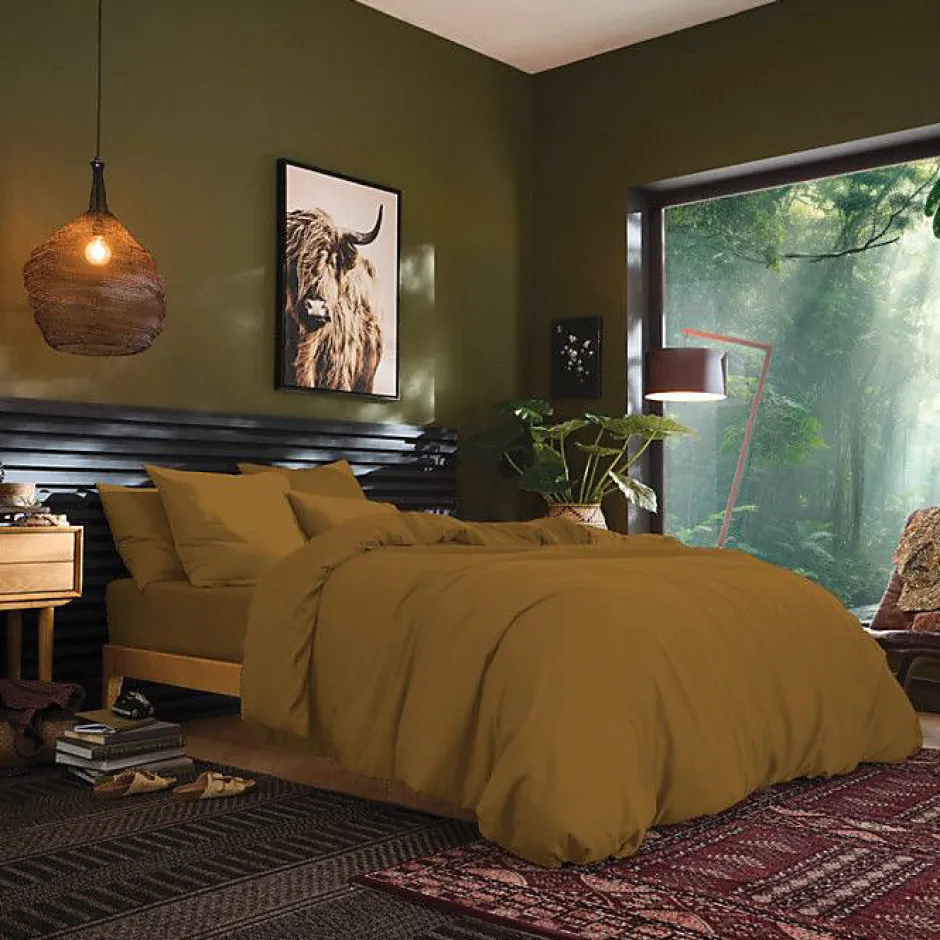 Coton Pur Drap housse 90 x 190 cm bonnet 30 cm "Prémium" pour lit 1 place - Prémium Caramel Outlet