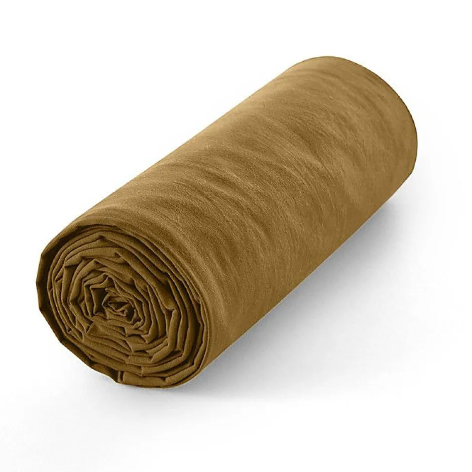 Coton Pur Drap housse 90 x 190 cm bonnet 30 cm "Prémium" pour lit 1 place - Prémium Caramel Outlet