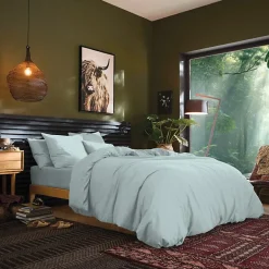 Coton Pur Drap housse 200 x 200 cm bonnet 30 cm "Prémium" pour lit 2 places King Size - Prémium Menthe Online