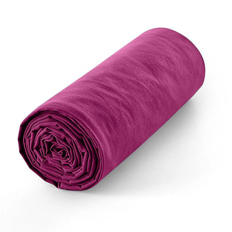 Coton Pur Drap housse 180 x 200 cm bonnet 30 cm "Prémium" pour lit 2 places King Size - Prémium Magenta Best