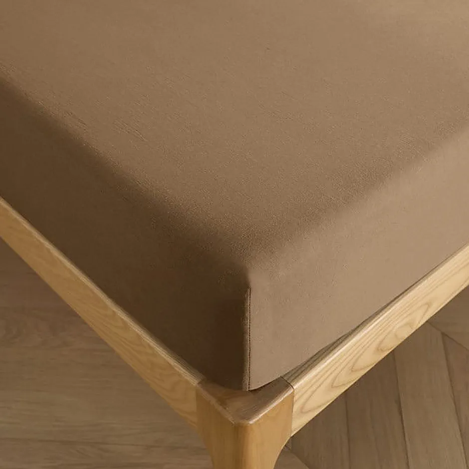 Coton Pur Drap housse 180 x 200 cm bonnet 30 cm "Prémium" pour lit 2 places King Size - Prémium Taupe Clearance