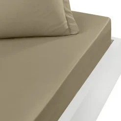 Sensei Maison Drap housse bonnet 40 cm en percale coton PLUSTaupe 80x200 cm SOFT PERCALE