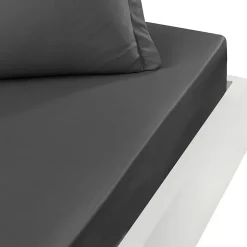 Sensei Maison Drap housse bonnet 40 cm en percale coton PLUSAnthracite 200x200 cm SOFT PERCALE