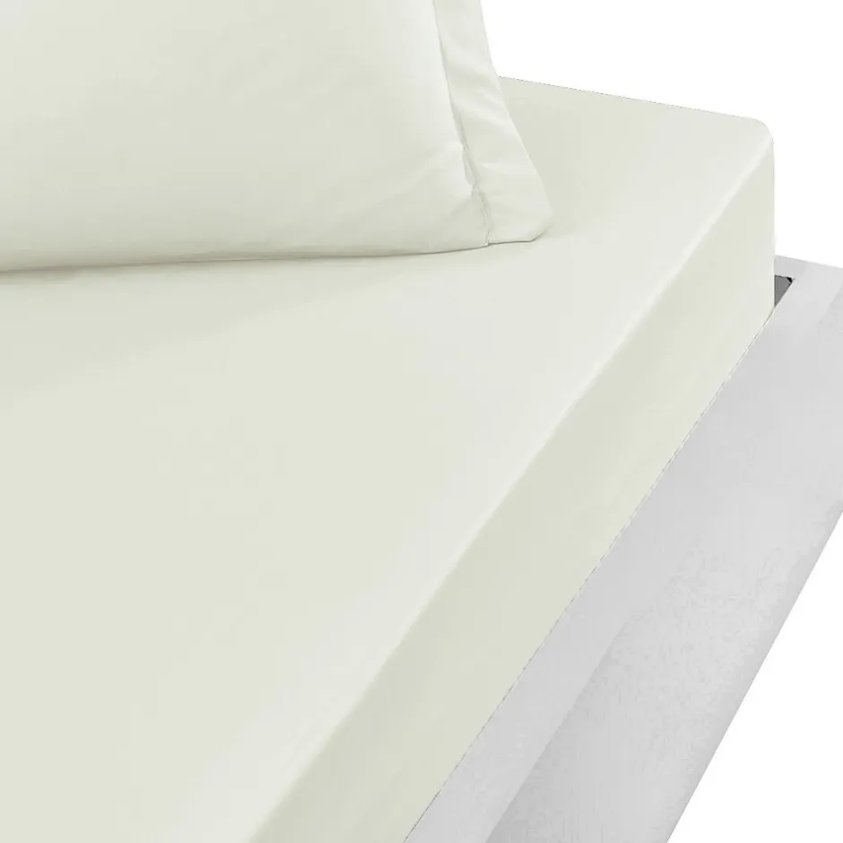 Sensei Maison Drap housse bonnet 40 cm en percale coton PLUSEcru 180x200 cm SOFT PERCALE