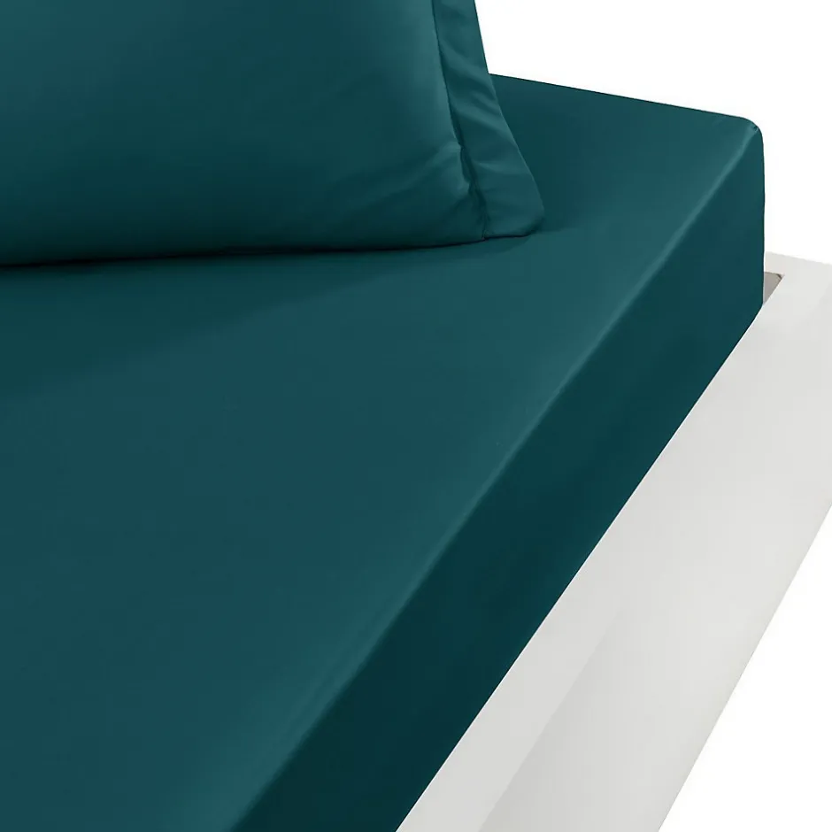 Sensei Maison Drap housse bonnet 40 cm en percale coton PLUSPetrol 160x200 cm SOFT PERCALE