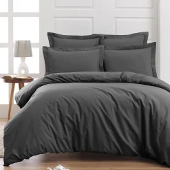 Sensei Maison Drap housse bonnet 40 cm en percale coton PLUSAnthracite 160x200 cm SOFT PERCALE