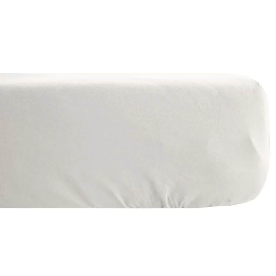 Linnea Drap housse CONCERTO satin de coton 200x200 cm bonnet 40 cm uni beige Craie Discount