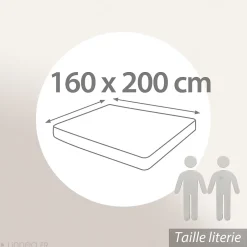 Linnea Drap housse CONCERTO satin de coton 160x200 cm bonnet 35 cm uni blanc Neige Clearance