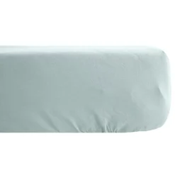 Linnea Drap housse CONCERTO satin de coton 140x200 cm bonnet 35 cm uni vert Lichen Outlet