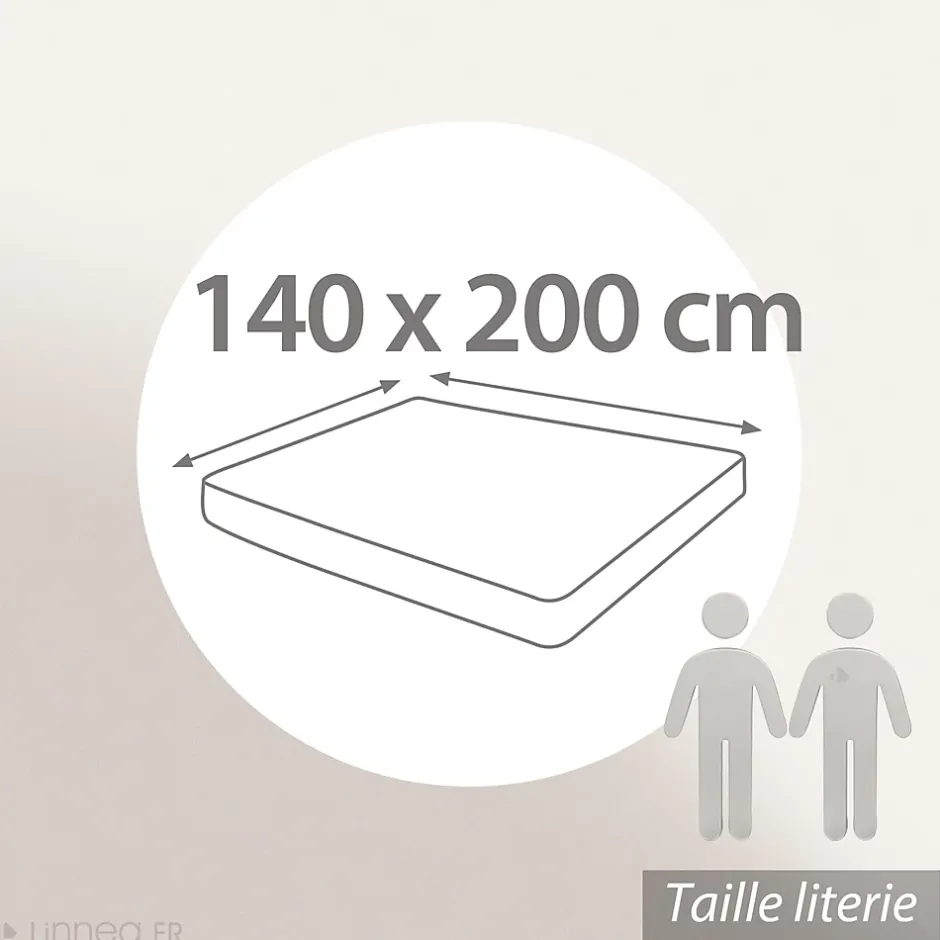 Linnea Drap housse CONCERTO satin de coton 140x200 cm bonnet 35 cm uni vert Lichen Outlet