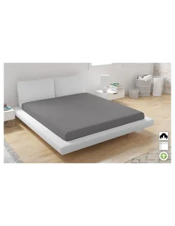 Mani Textile Drap Housse coton Biologique Anthracite - 160x200cm Discount