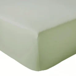 Tradilinge Drap Housse coton bonnet 23 cm fabriqué en France (180x190 cm - Vert clair)