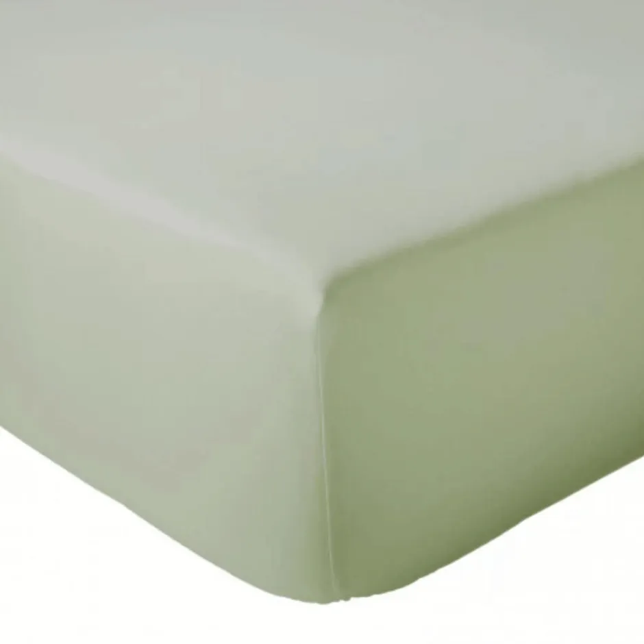 Tradilinge Drap Housse coton bonnet 23 cm fabriqué en France (180x190 cm - Vert clair)