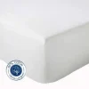 Tradilinge Drap Housse coton bonnet 23 cm fabriqué en France (180x190 cm - Blanc)