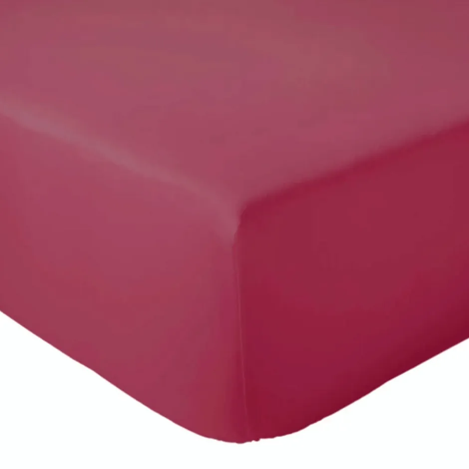 Tradilinge Drap Housse coton bonnet 23 cm fabriqué en France (140x190 cm - Rose foncé)