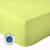 Tradilinge Drap Housse coton bonnet 23 cm fabriqué en France (160x190 cm - Vert)