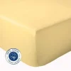 Tradilinge Drap Housse coton bonnet 23 cm fabriqué en France (160x190 cm - Jaune) Discount
