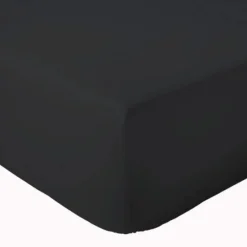 Tradilinge Drap Housse coton bonnet 23 cm fabriqué en France (180x190 cm - Noir) Discount