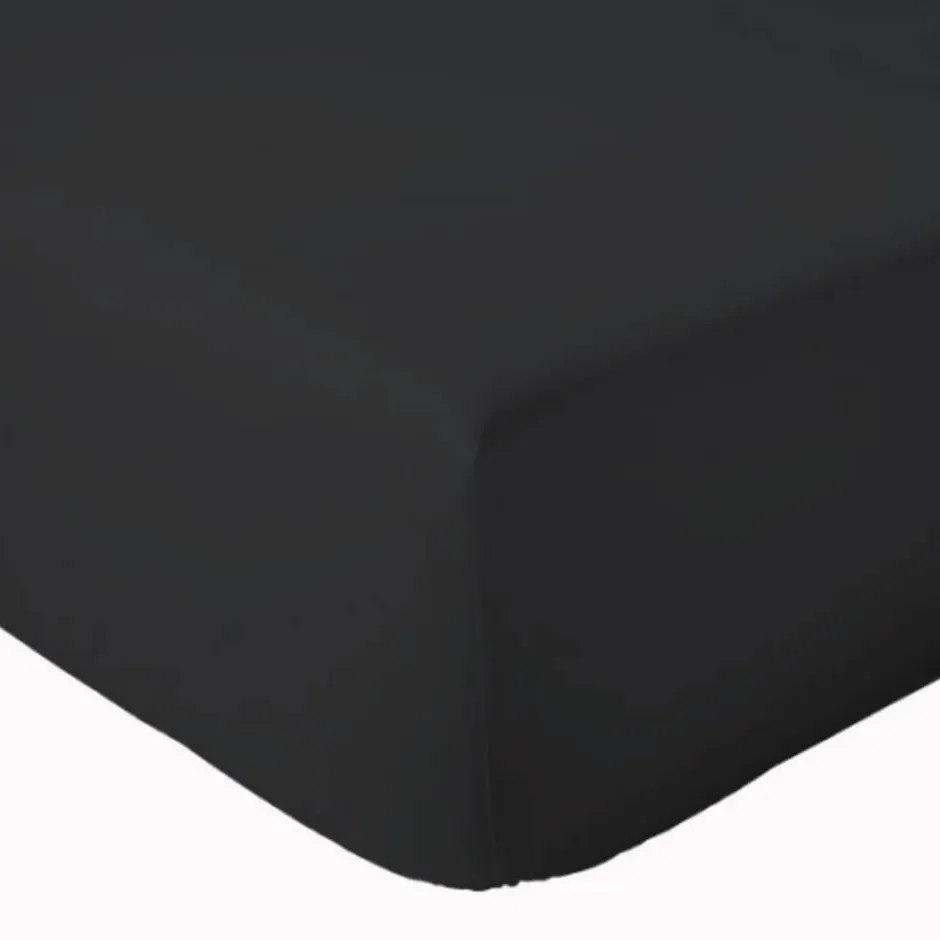 Tradilinge Drap Housse coton bonnet 23 cm fabriqué en France (180x190 cm - Noir) Discount