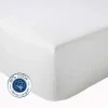 Tradilinge Drap Housse coton bonnet 23 cm fabriqué en France (140x190 cm - Blanc) New
