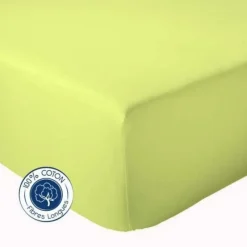 Tradilinge Drap Housse coton bonnet 23 cm fabriqué en France (140x190 cm - Vert)