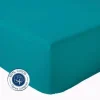 Tradilinge Drap Housse coton bonnet 23 cm fabriqué en France (90x190 cm - Bleu Paon) Online