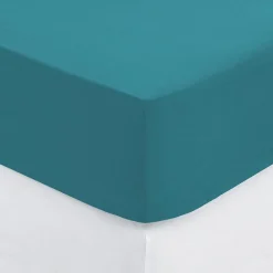 Eden Drap housse coton uni 160 x 200 cm Couleur moderne canard Sale