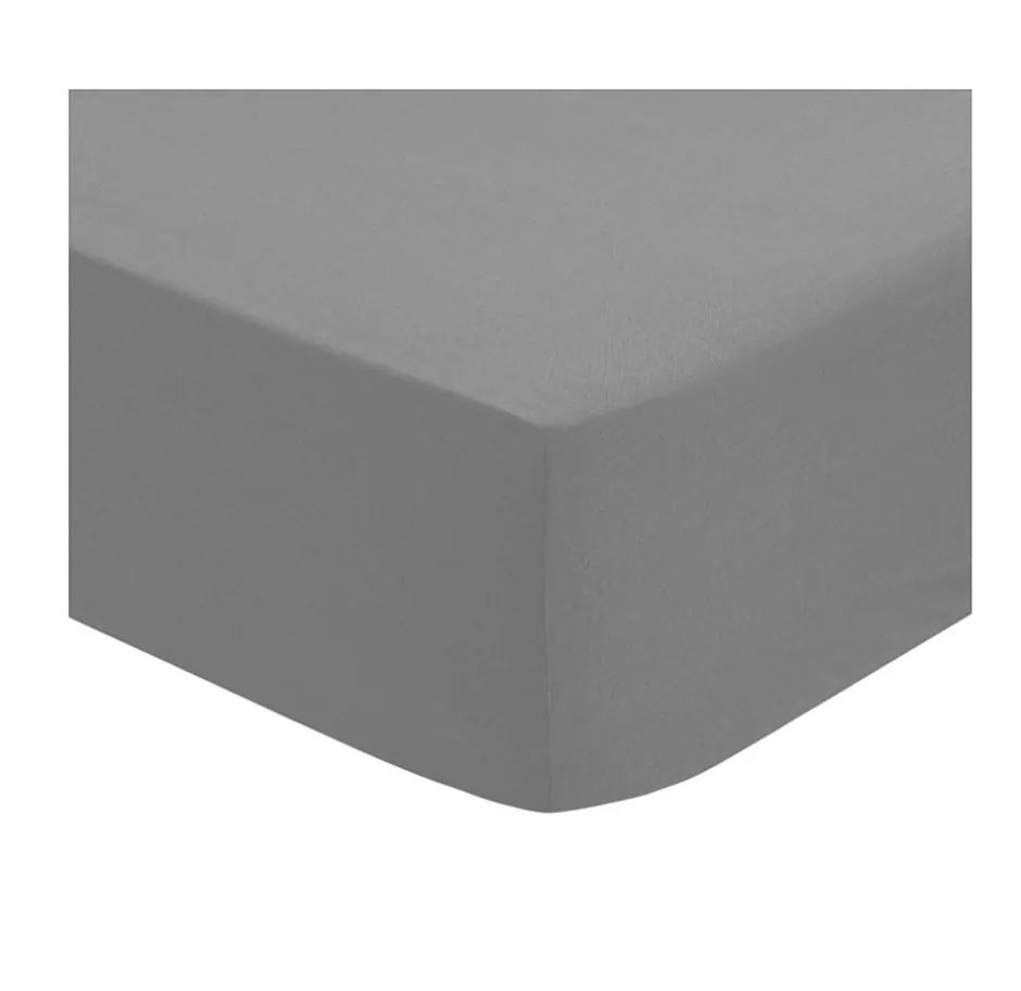 Eden Drap housse coton uni 140 x 190 cm Couleur moderne orage