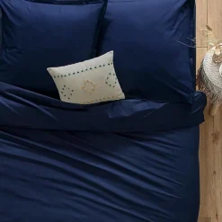 Eden Drap housse coton uni 140 x 190 cm Couleur moderne orage Discount