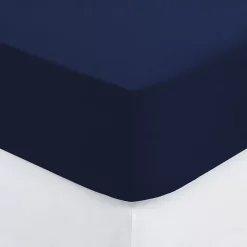 Eden Drap housse coton uni 140 x 190 cm Couleur moderne orage Discount