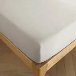 Sleep Retreat Drap housse "Drift" pur coton teint lavé 57 fils/cm² toutes dimensions - Ecru - 180 x 200 cm bonnet de 30 cm